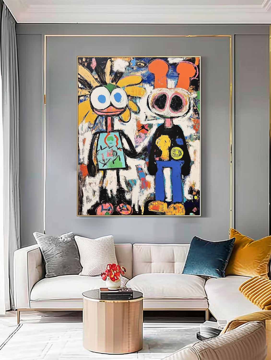 Abstract Cute Characters Painting Canvas Large Graffiti Cartoon Figure Wall Art Original Features Artwork