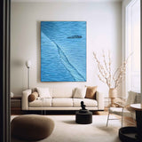 Original Hand-Painted Artwork Large Blue StereoscopicWall Art Minimalist Abstract Canvas Oil Painting