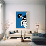Blue Modern Figure Wall Art Large Original Realistic Abstract Oil Painting On Canvas For Living Room