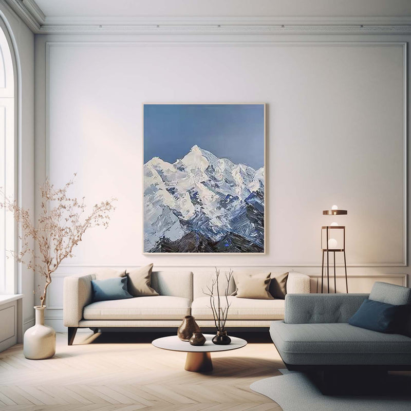 Abstract Snow Mountain Modern Wall Art Acrylic Painting Large Landscape Oil Painting On Canvas Home Decor