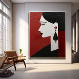 Handmade Canvas Lady Painting Custom Women Portrait Painting Face Art Vertical Minimalism Original Wall Art
