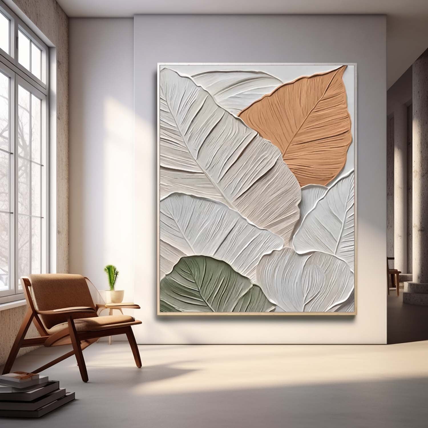3D Leaf Painting Acrylic Textured Foliage Art Impressionist Plant Paintings For Living Roomleaf
