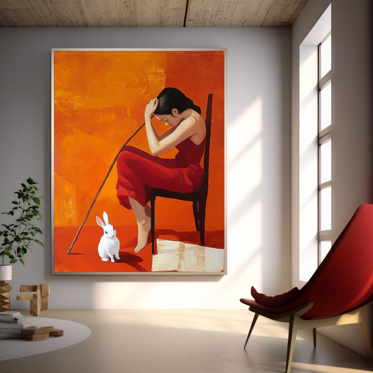 Portrait Modern Artwork Abstract Profile Oil Painting On Canvas Vibrant Color Original Texture Girl Wall Art