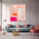 Modern Vibrant Pink Colorful Wall Art Quality Large Original Abstract Oil Painting On Canvas Home Decor