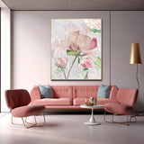 Abstract Pink Flower Oil Painting On Canvas Big Original Texture Beautiful Flowers Artwork Framed Home Decor