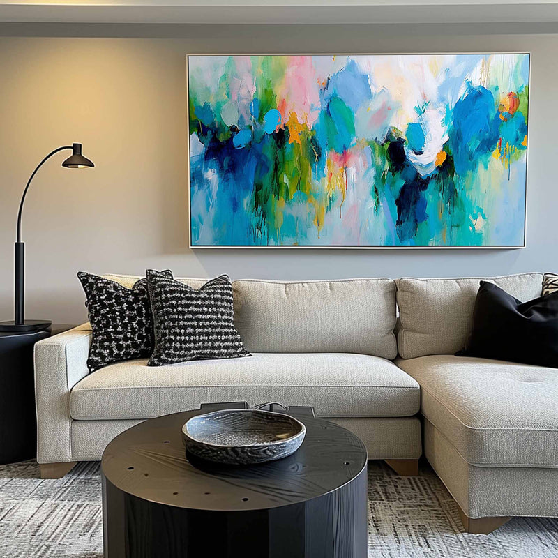 Extra Large Artwork Original Oil Painting On Canvas Blue Acrylic Painting Modern Living Room Decor