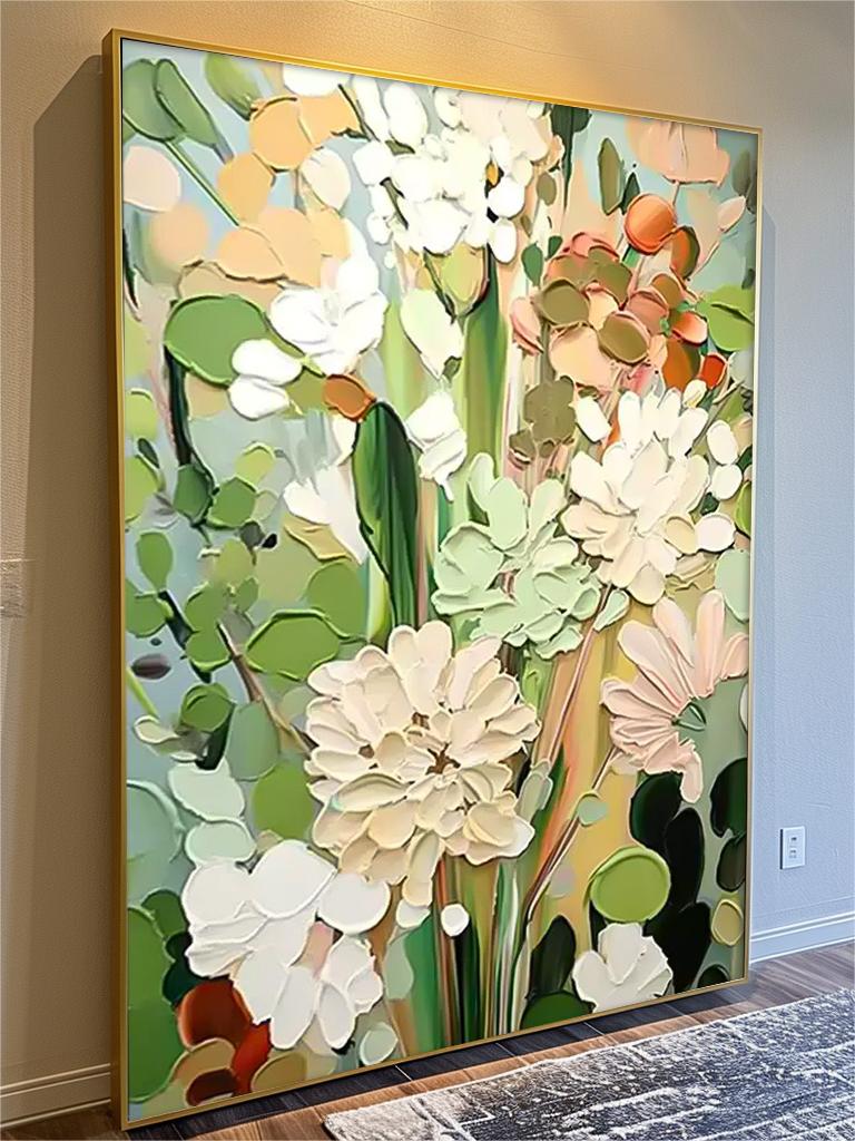 3D Floral Painting Framed Large Flower Wall Art Abstract Flower Acrylic Painting Textured Floral Painting