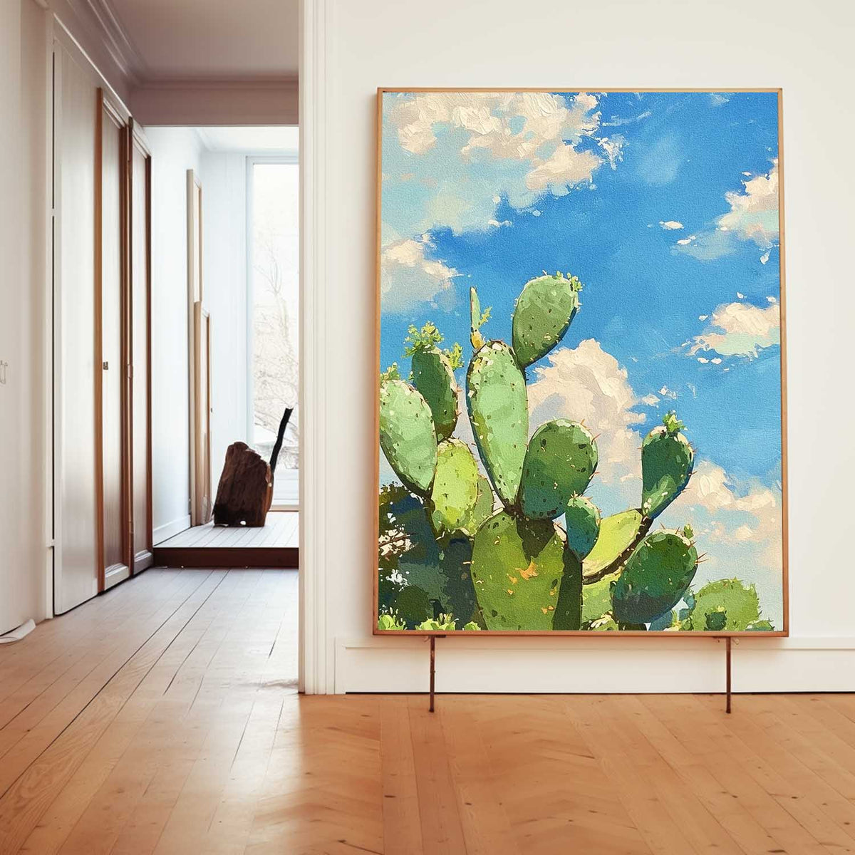 Large Cute Cactus Painting On Canvas Bright Landscape Texture Abstract Scenery Oil Painting For Living Room