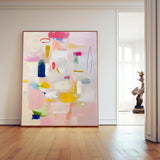 Modern Vibrant Pink Colorful Wall Art Quality Large Original Abstract Oil Painting On Canvas For Living Room