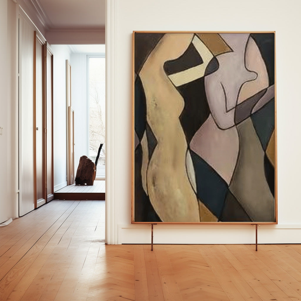 Modern Minimal Abstract Painting Figure Neutral Wall Decor Line Contemporary Gallery Wall Art For Living Room