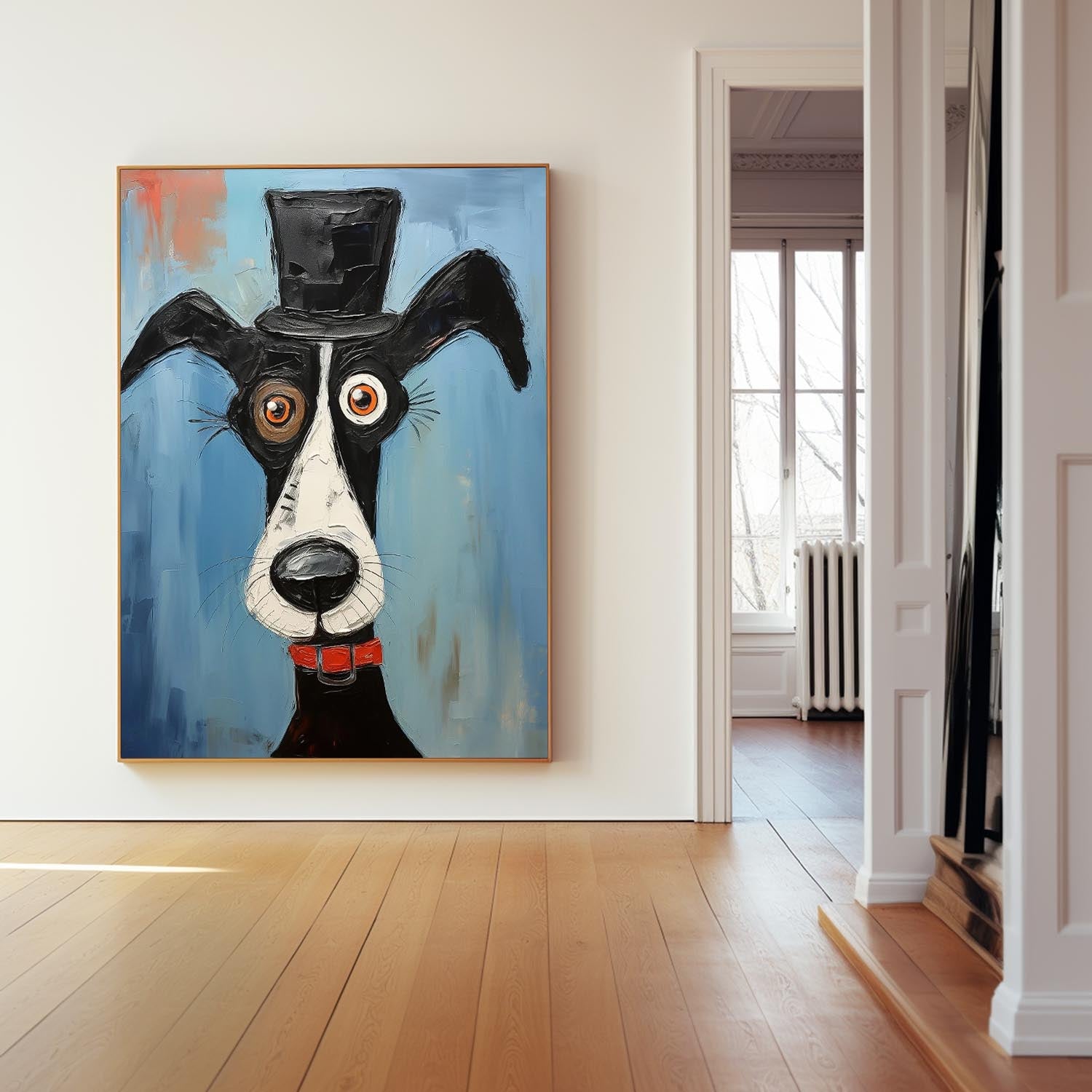 Impressionism Animal Oil Painting Abstract Lovely Dog Acrylic Painting Large Puppy Artwork Home Decor