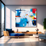 Tiny Graffiti Canvas Painting Original Wall Art Contemporary New Blue Abstract Painting  Home Decor