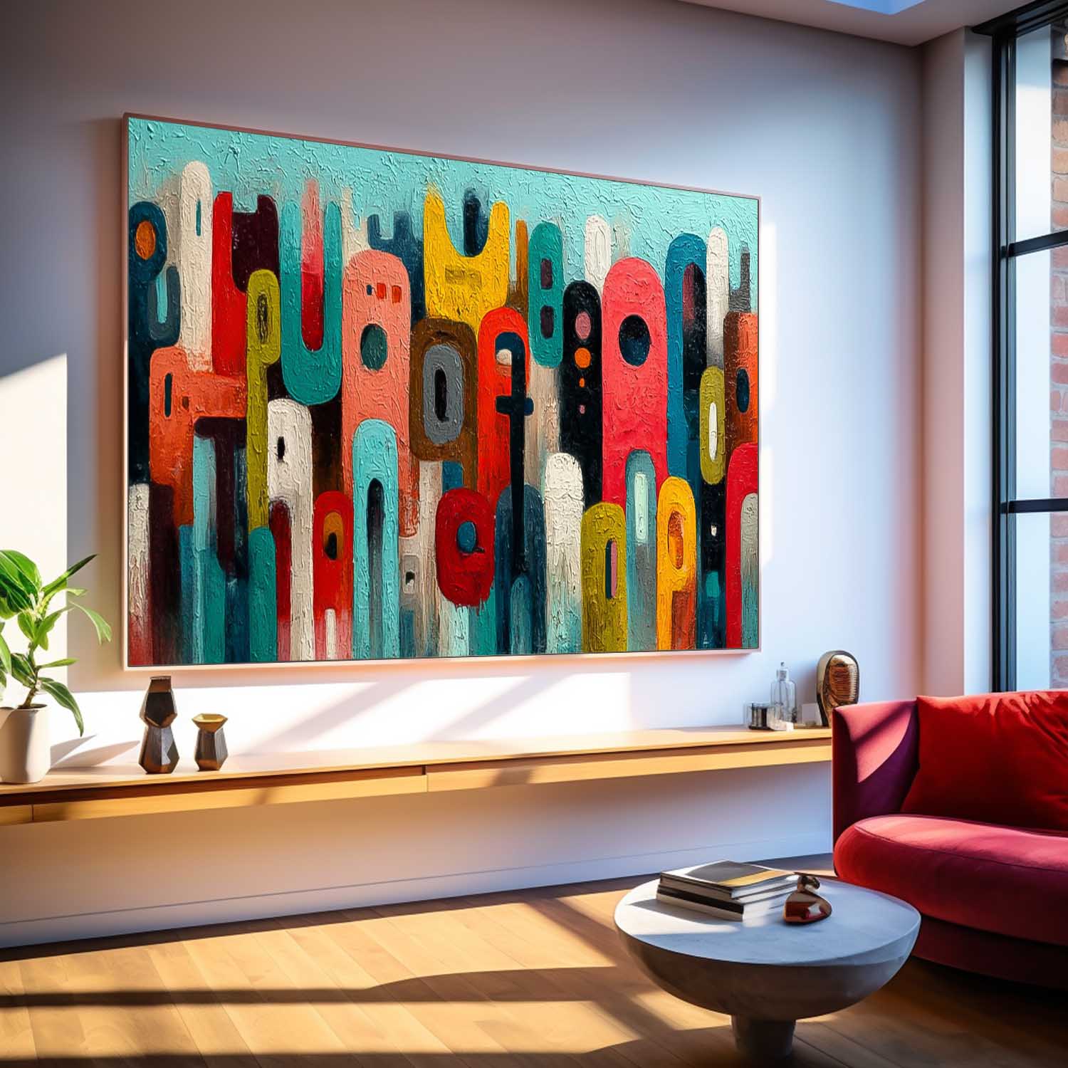 Modern Colorful Artwork Abstract Graffiti Oil Painting Texture Acrylic painting Original Wall Art Home Decor