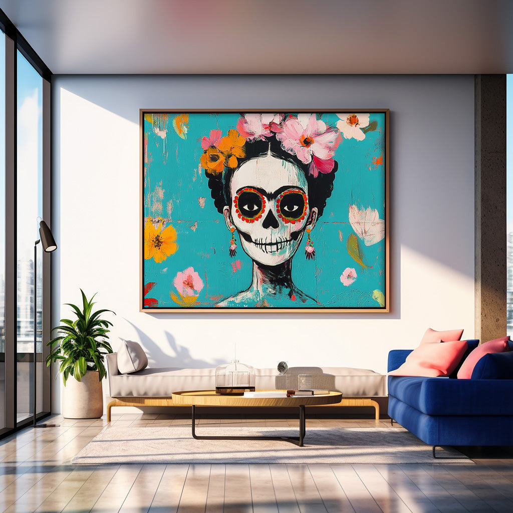 Colorful Abstract Figure Oil Painting Large Skeleton Wall Art Original Artwork For Living Room Holiday Decor