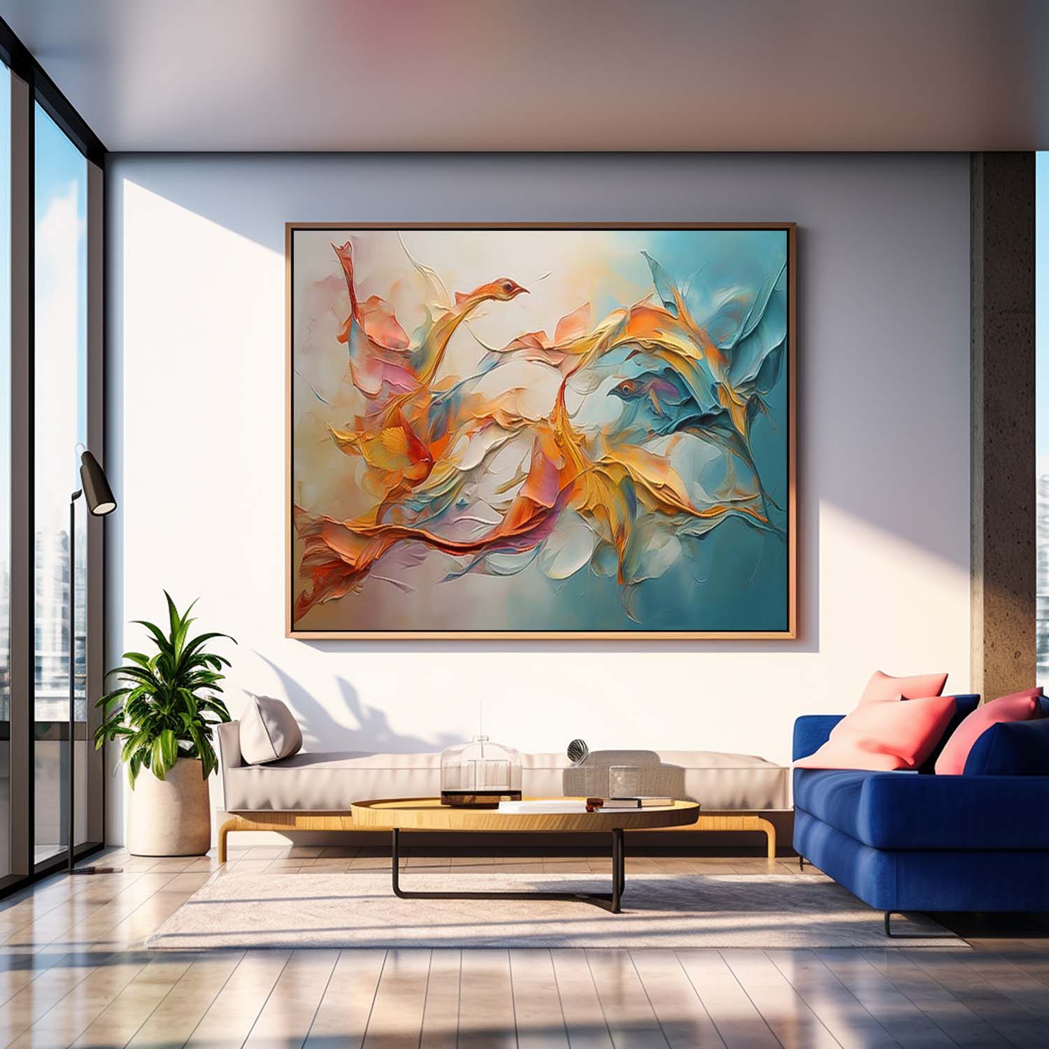 Large Texture Original Abstract Phoenix Wall Art Vibrant Color Abstract Bird Paintings Online Contemporary Artwork