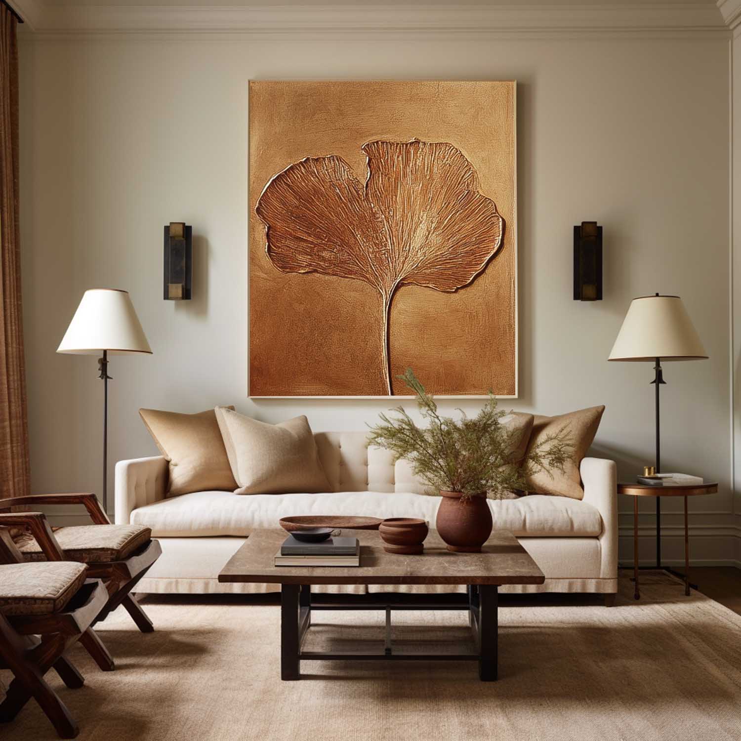 Exquisite Ginkgo Leaf Painting Acrylic Textured Floral Art Impressionist Ginkgo Leaf Paintings For Living Room