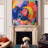 Square Abstract Wall Art Original Planet Abstract Painting For Sale Colorful Painting Canvas For Living Room