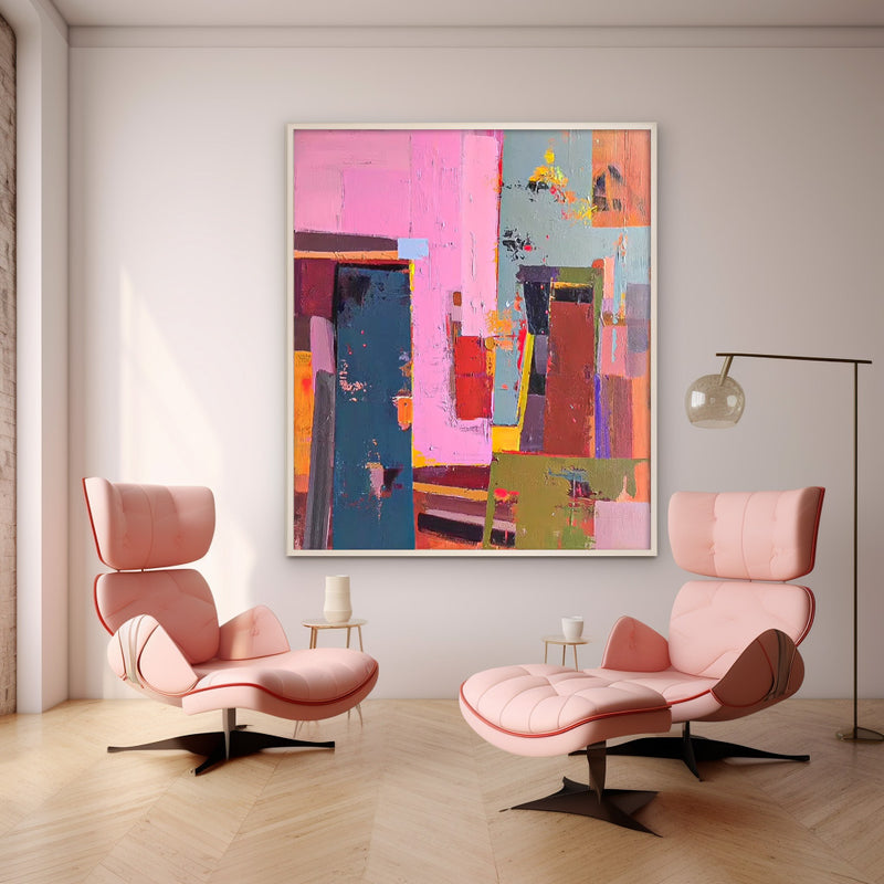 Original Abstract Painting Canvas Large Wall Art Abstract Pink Oil Painting For Living Room
