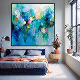Original Wall Art Contemporary Abstract Oil Painting New Blue Abstract Painting  Home Decor