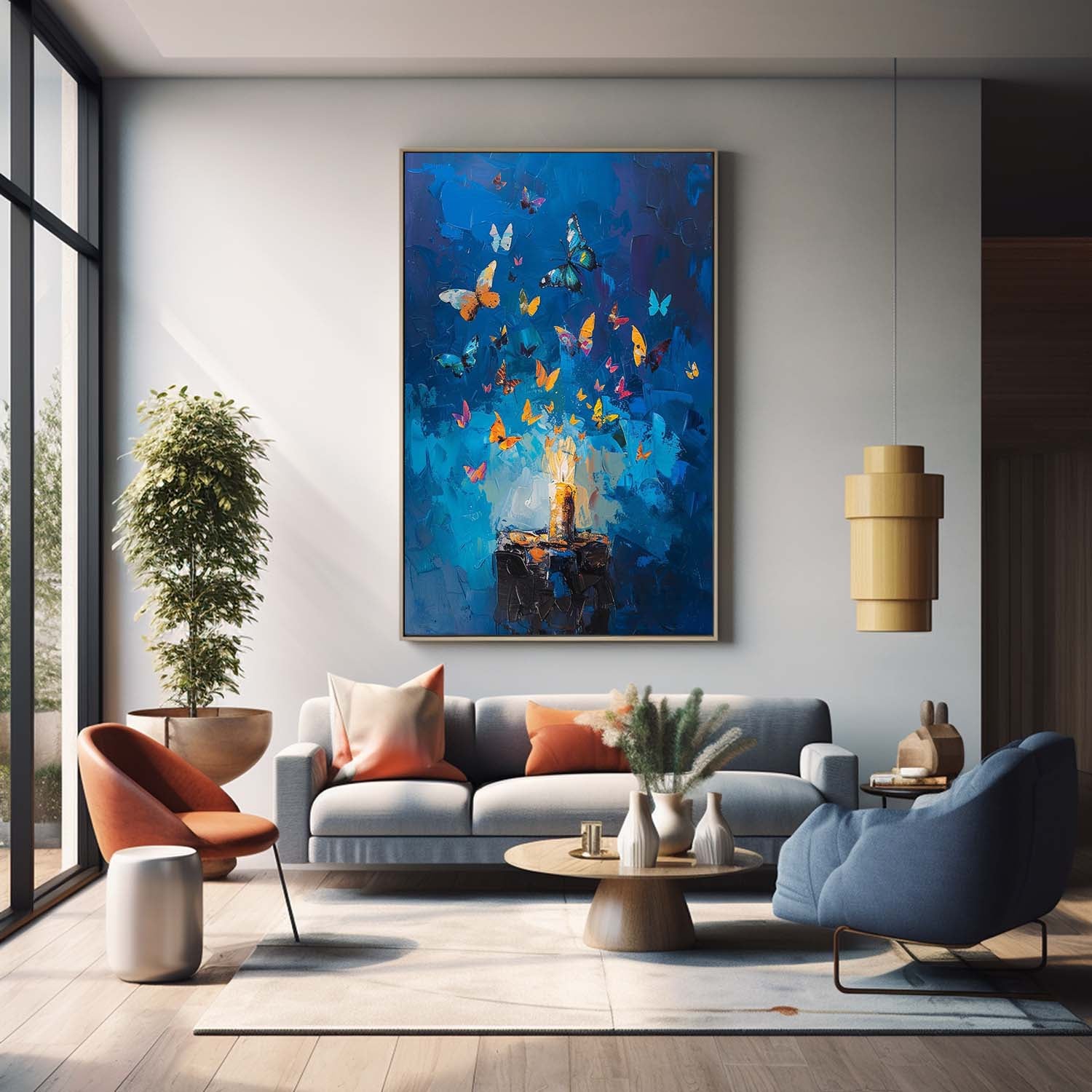 Original Artwork Abstract Still Life Painting Butterfly By Candlelight Acrylic Painting On Canvas Framed