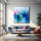 Framed Abstract Wall Art Original Abstract  For Sale Warm Blue Painting Canvas For Living Room