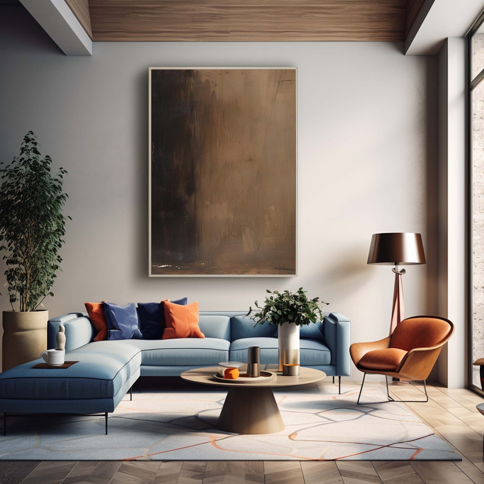 Brown Modern Minimalist  Wall Art Large Original Abstract Oil Painting On Canvas For Living Room