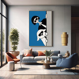 Blue Modern Figure Wall Art Large Original Realistic Abstract Oil Painting On Canvas For Living Room