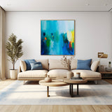 Colorful Square Abstract Texture Oil Painting Bright Blue Large Acrylic Painting On Canvas Original Modern Wall Art Home Decor