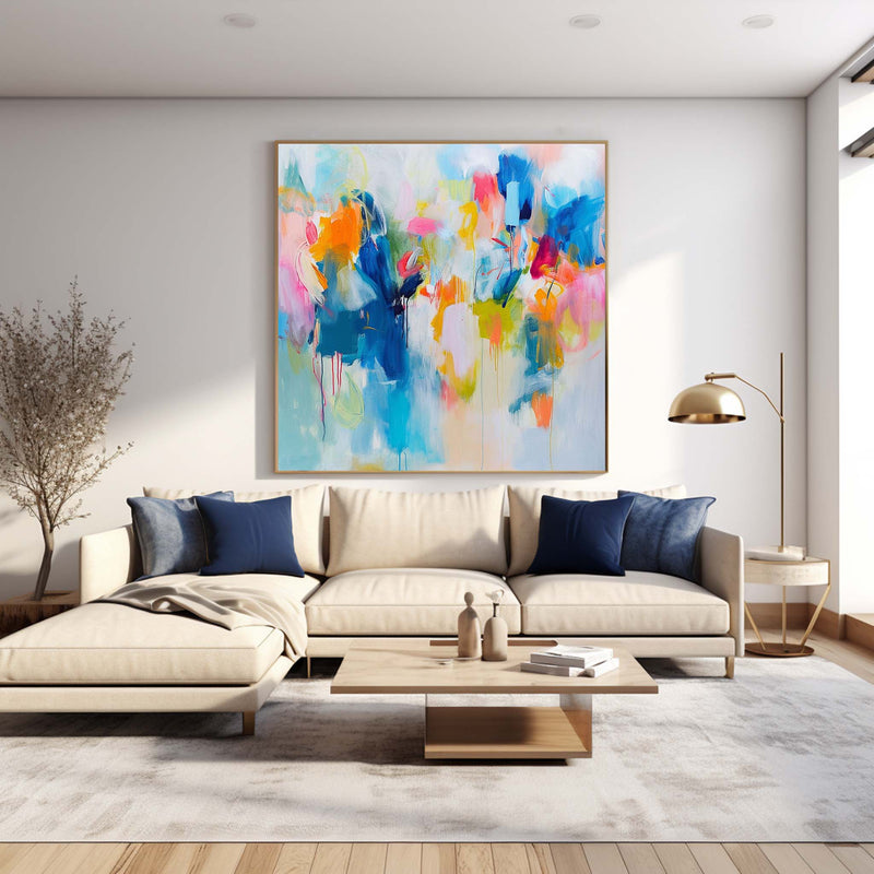 Square Abstract Wall Art Original Abstract Painting For Sale Colorful Painting Canvas For Living Room