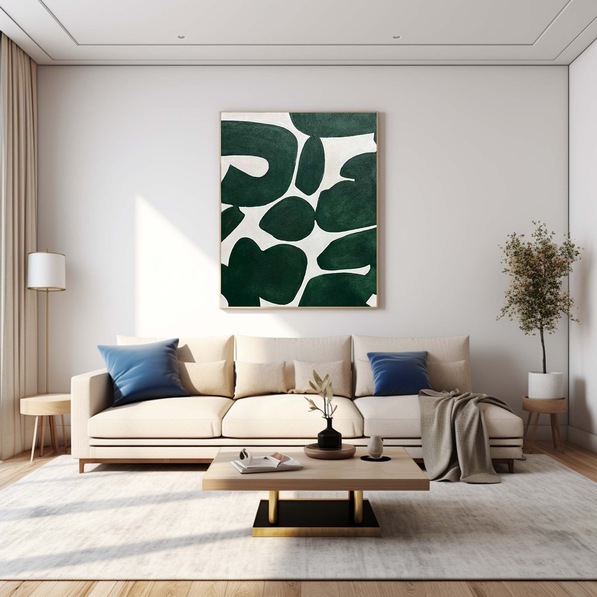 Green And White Modern Wall Art Large Original Texture Abstract Oil Painting On Canvas For Living Room