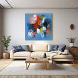 Blue Square Abstract Texture Oil Painting Bright Coloful Large Acrylic Painting Canvas Original Modern Wall Art Home decor