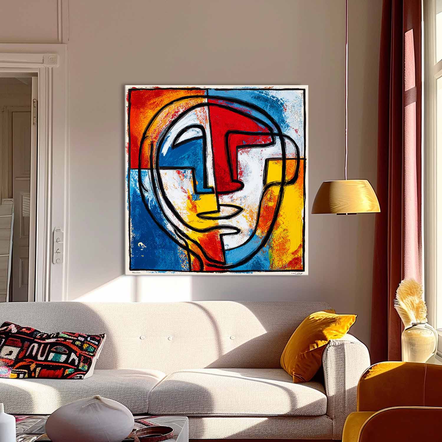 Large Graffiti Face Wall Art Abstract Portrait Oil Painting On Canvas Original Colorful Face Painting