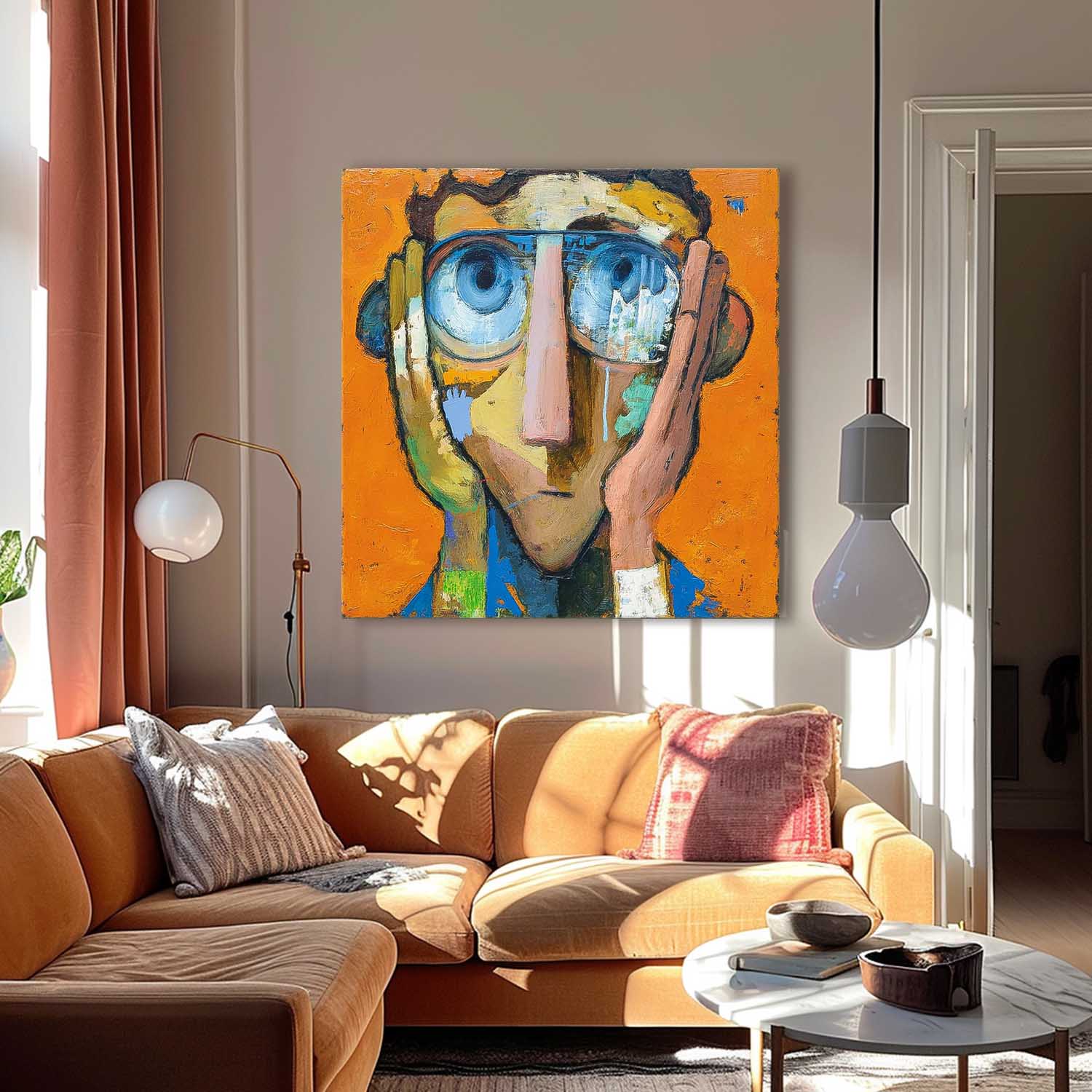 Abstract Portrait Oil Painting On Canvas Original Cute Boy Painting Large People Wall Art For Living Room