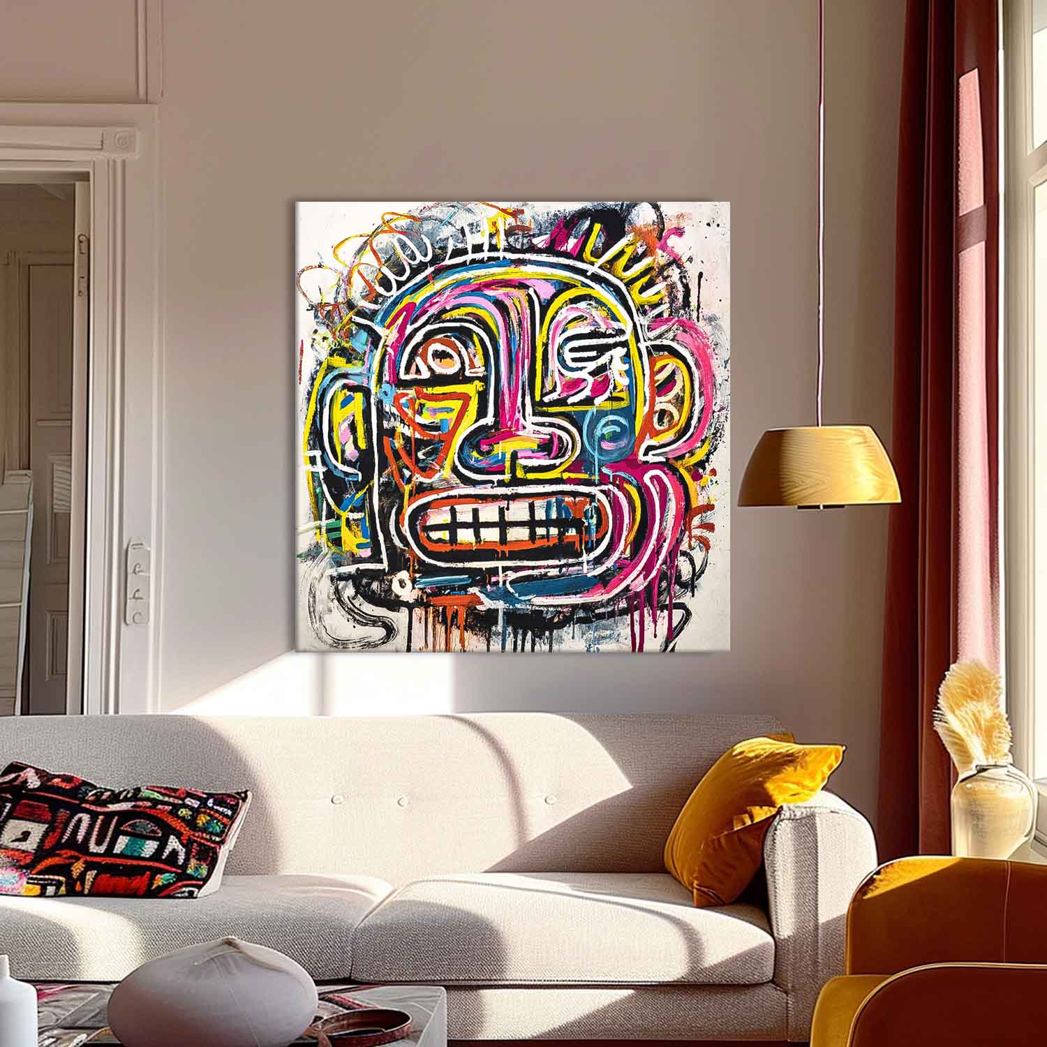 Original Colorful Face Painting Large Graffiti Face Wall Art Abstract Portrait Oil Painting On Canvas
