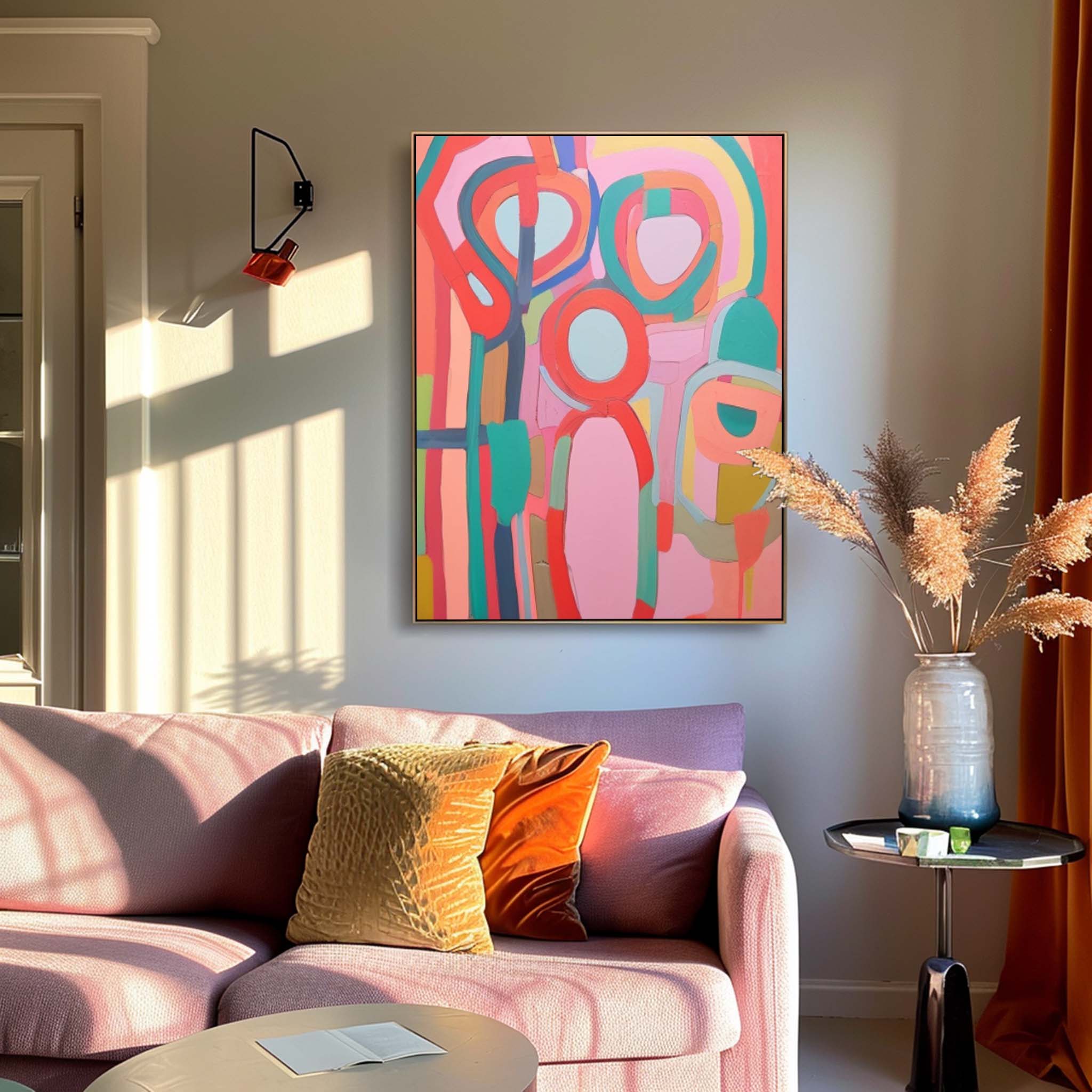Extra Large Canvas Art Pink Original Abstract Oil Painting Modern Wall Art For Living Room