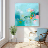 Bright Blue Abstract Painting Canvas Original Abstract Art For Sale Contemporary New Abstract Painting For Living Room