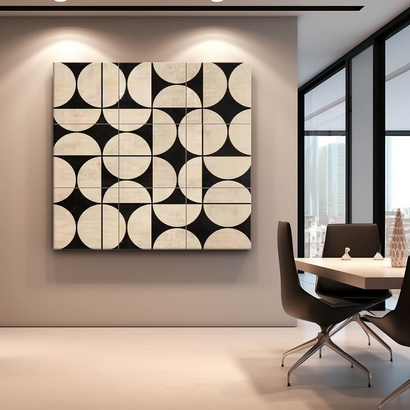 Geometry Modern Minimalist Canvas Acrylic Painting Large Regular Semicircle Abstract Wall Art Home Decor
