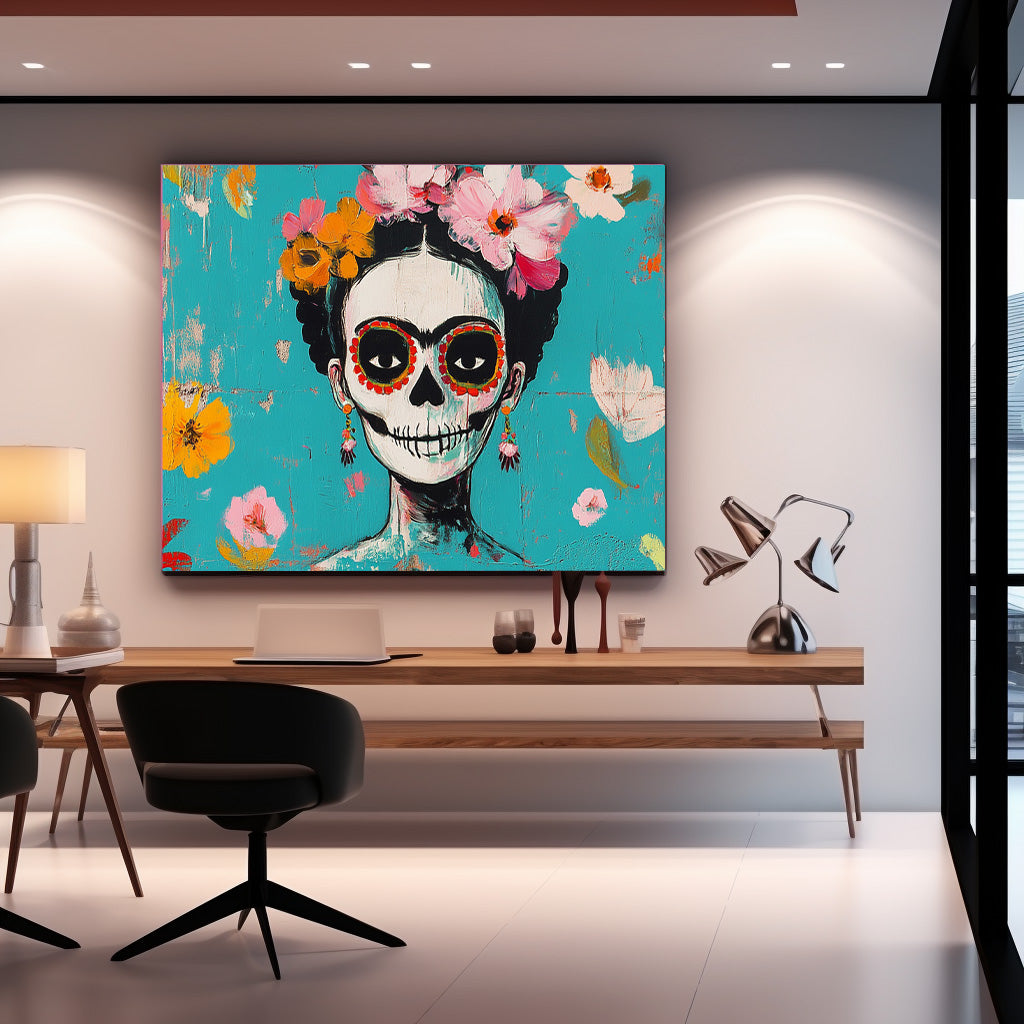 Colorful Abstract Figure Oil Painting Large Skeleton Wall Art Original Artwork For Living Room Holiday Decor