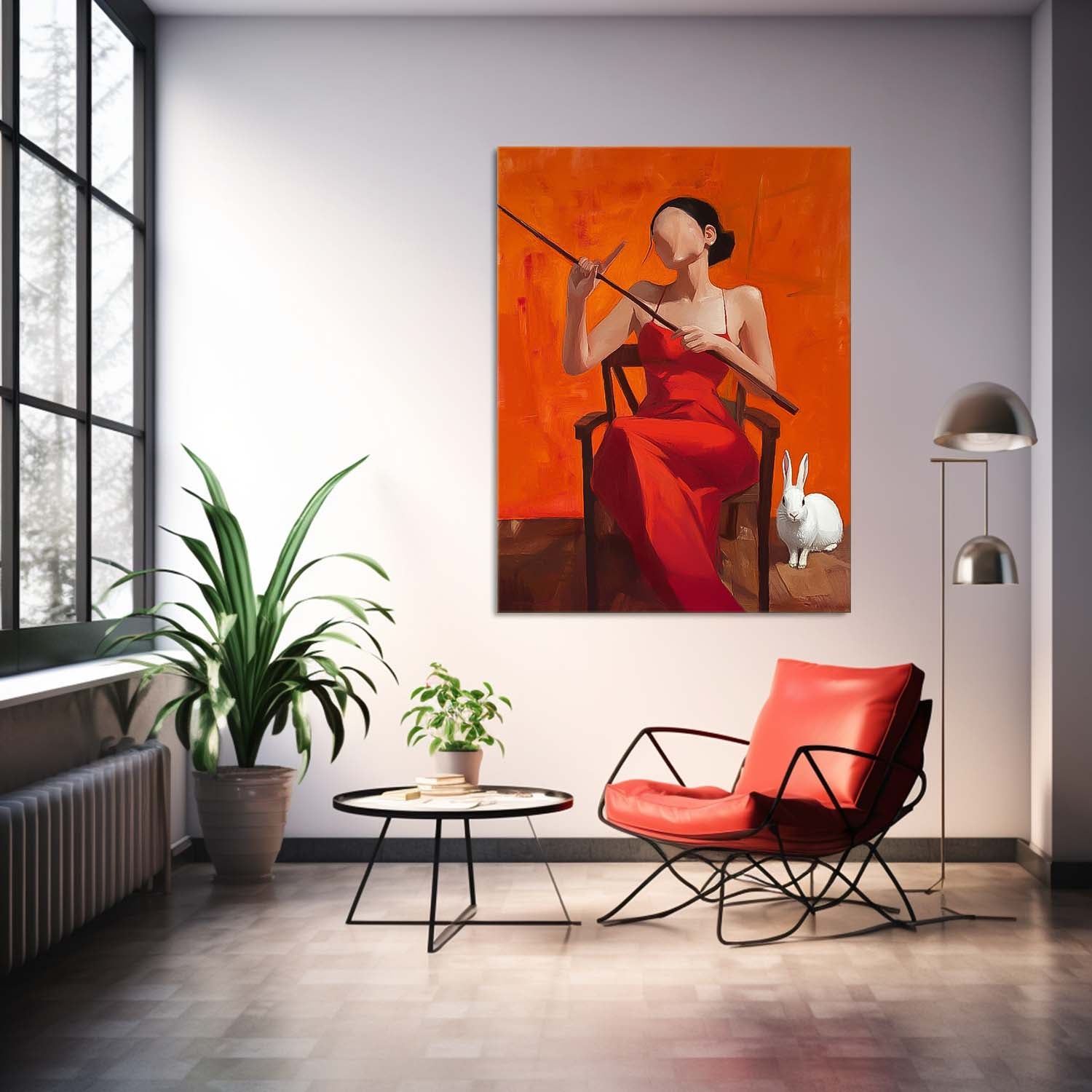 Abstract Profile Oil Painting On Canvas Vibrant Color Original Texture Girl Wall Art Portrait Modern Artwork