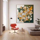Original 3d Little Daisy Floral Wall Art Large Textured Floral Acrylic Painting Contemporary Home Decor Gift