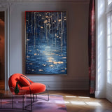 Blue Long Version Large Abstract Rain Oil Painting Original Raindrop Wall Art Texture Painting Home Decor