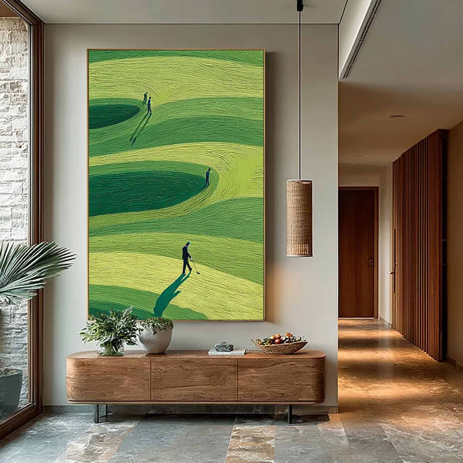 Large Golf Course Green Abstract Painting Textured Wall Art Original Handmade Art Golf Lovers Gifts 