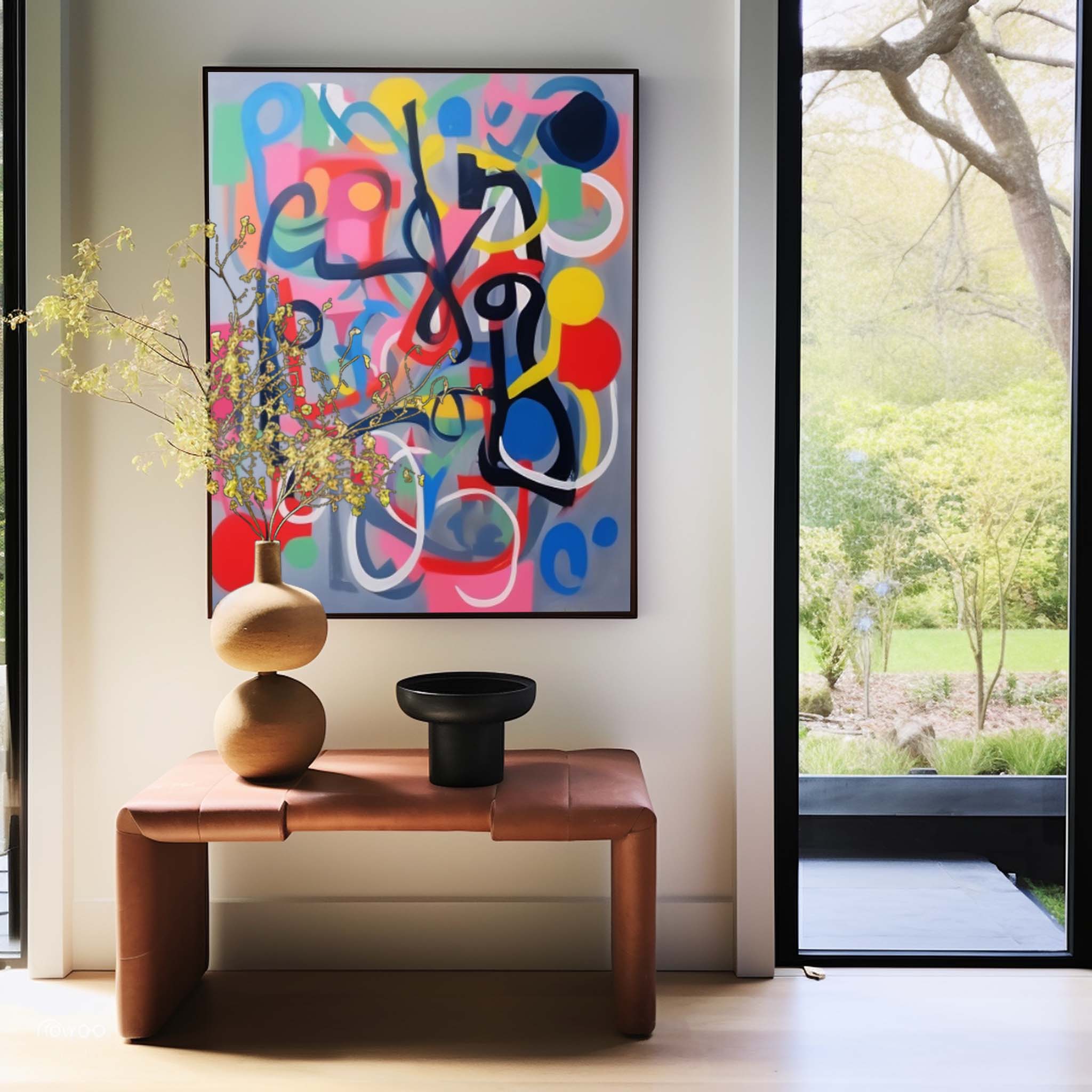 Graffiti Large Canvas Art Colorful Line Original Abstract Oil Painting Modern Wall Art Home Decor
