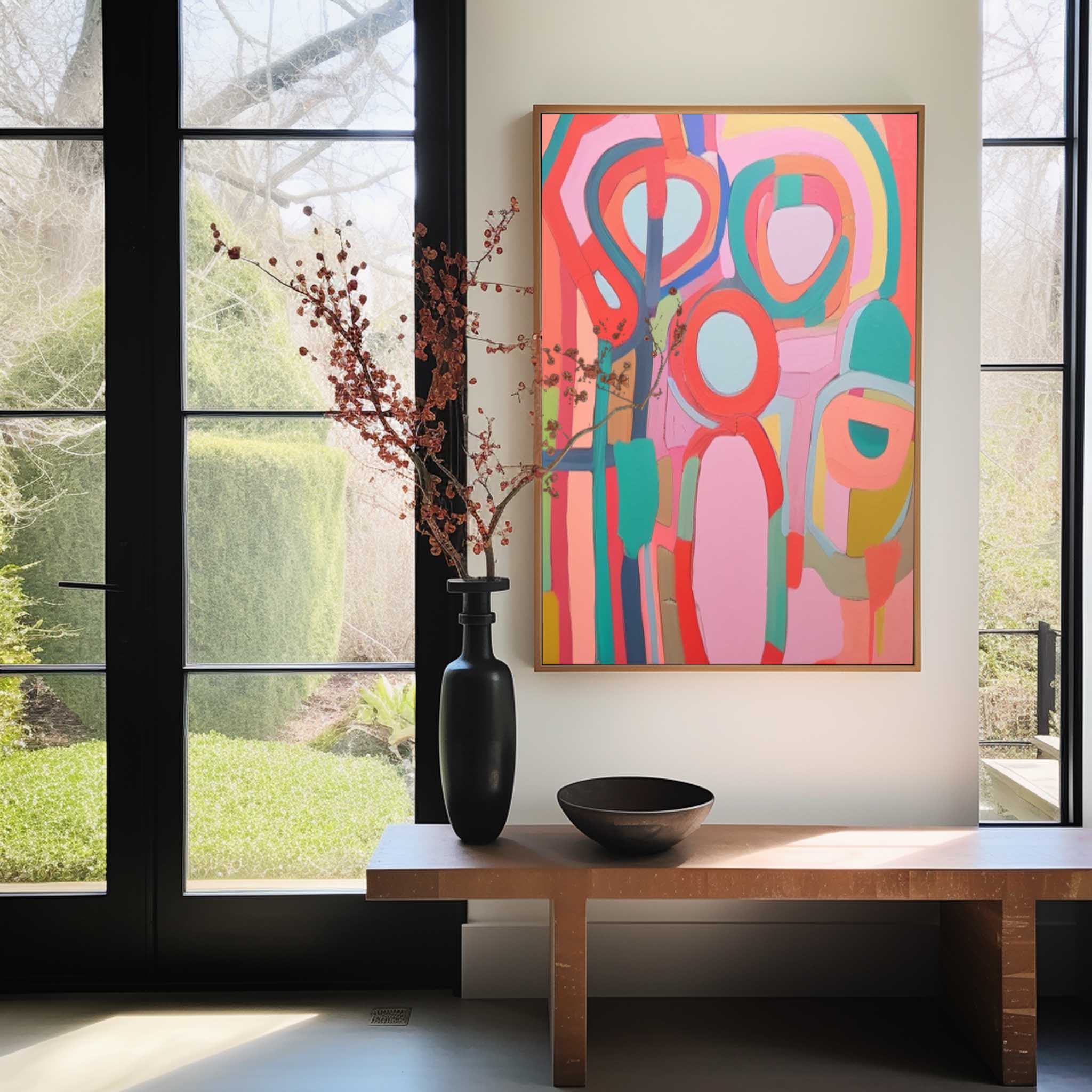 Extra Large Canvas Art Pink Original Abstract Oil Painting Modern Wall Art For Living Room