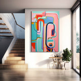 Extra Large Canvas Art Pink Line Original Abstract Oil Painting Modern Wall Art For Living Room