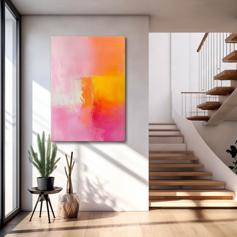 Pink And Yellow Modern Quality Large Art Famous Abstract Artwork Original Oil Painting On Canvas Home Decor
