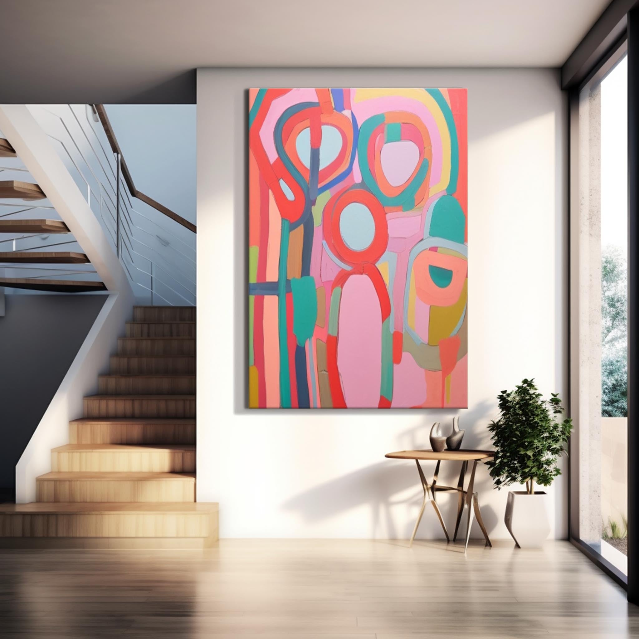 Extra Large Canvas Art Pink Original Abstract Oil Painting Modern Wall Art For Living Room