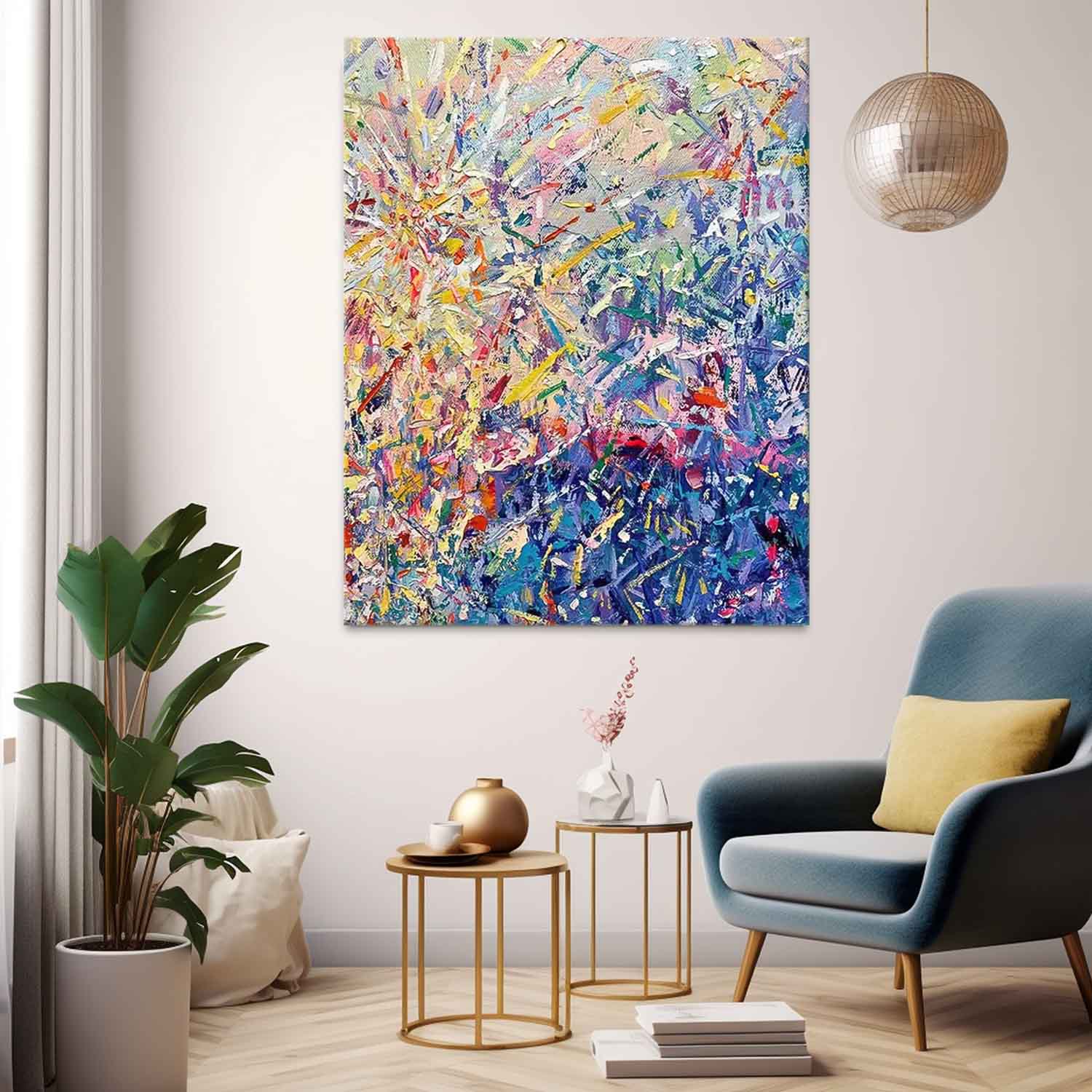 Colorful Fireworks Abstract Acrylic Painting On Canvas Contemporary Cute Fireworks Wall Art On Sale