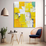 Vibrant Yellow Thick Texture Large Art Modern Abstract Artwork Original Oil Painting On Canvas For Living Room