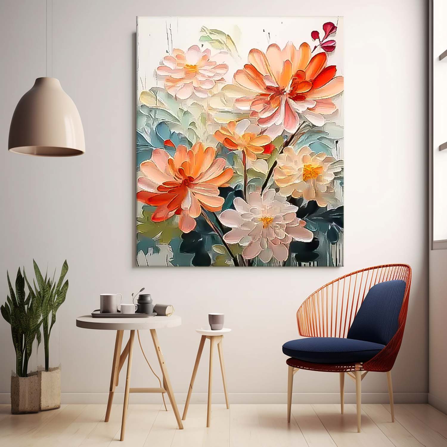 Big Original Texture Beautiful Flowers Artwork Framed Abstract Lovely Flower Oil Painting On Canvas Home Decor